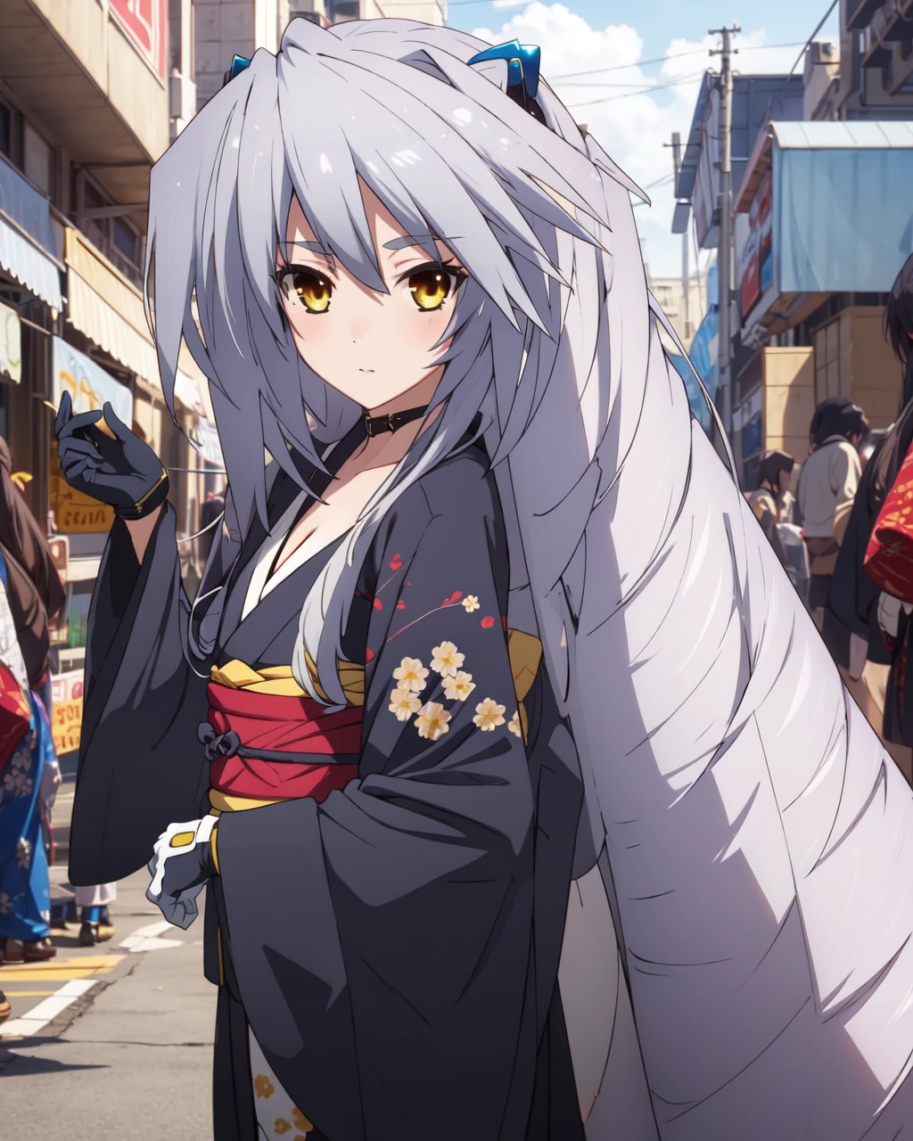 city,
nate_mitotsudaira,1girl,long hair,big hair,solo,very long hair,yellow eyes,bob hair,flat chest,
gloves,kimono,
looking_at_viewer,<lora:Nate_Mitotsudaira:0.8>,