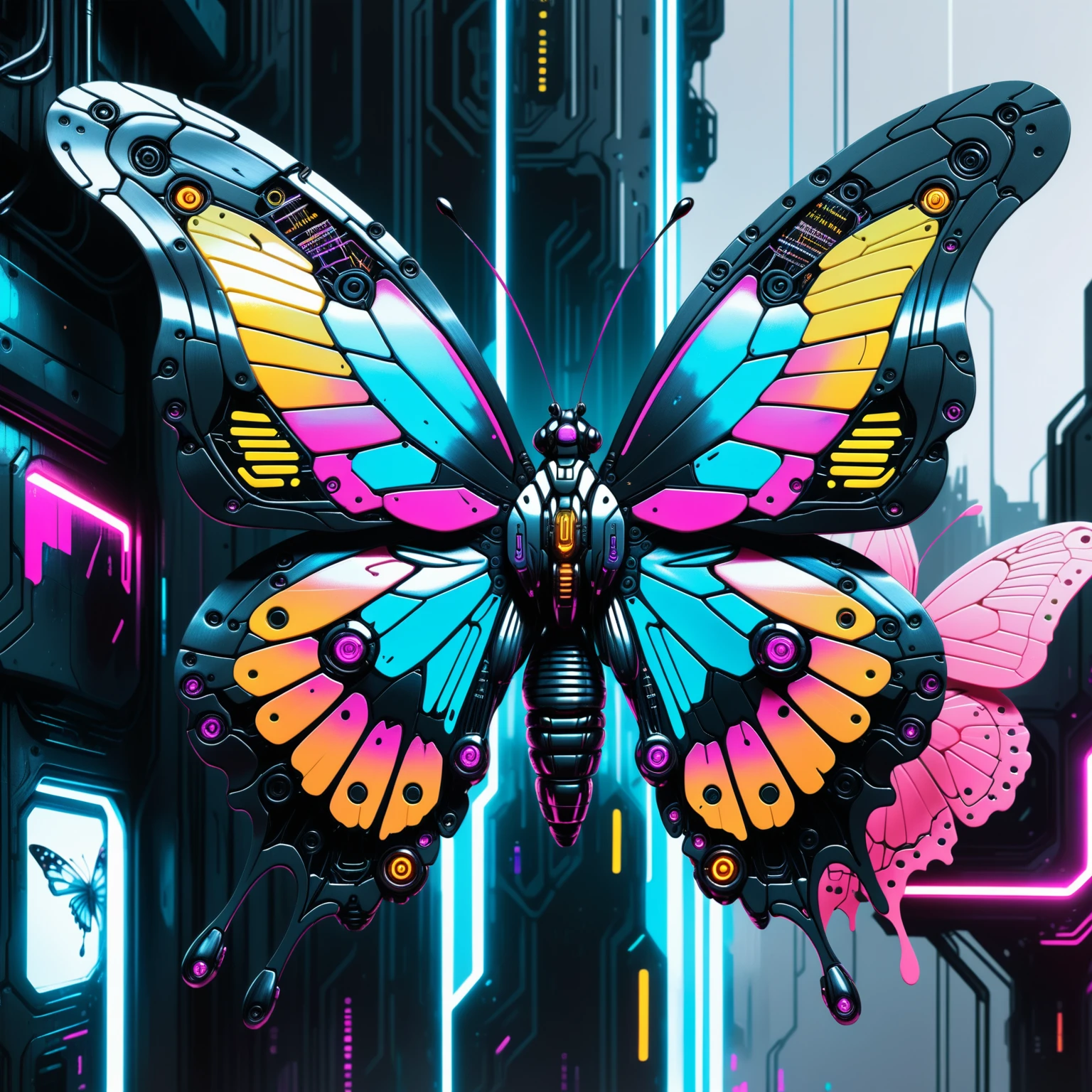 a Jed-Cypnk butterfly , masterpiece, full of details,    <lora:CyberpunkStyle:0.7>