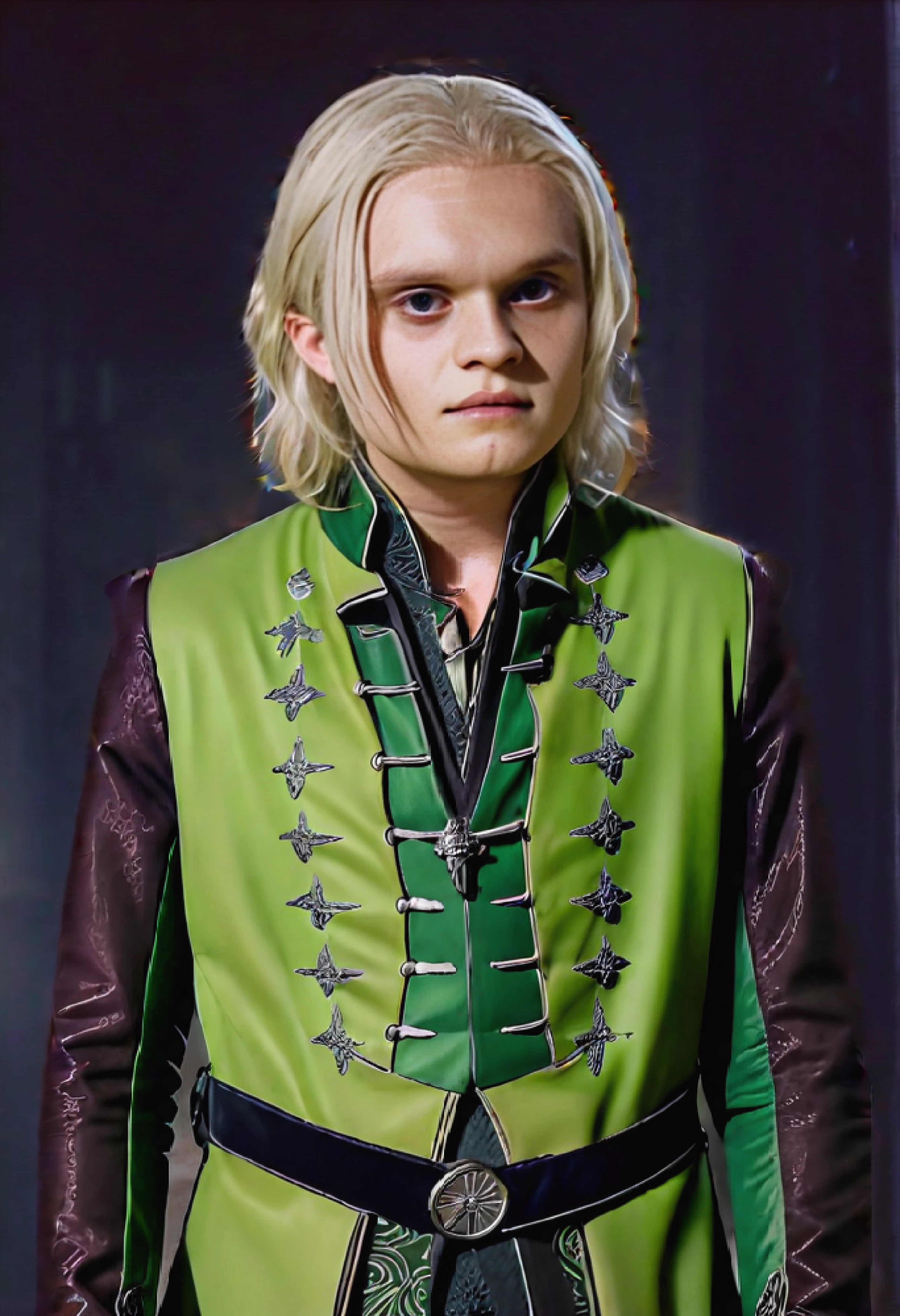 <ckpt:ZavyChroma.safetensors>, <ckpt:Fluently.safetensors>, <lora:TomGlynnCarney.safetensors:1.2>, Photograph of Tom Glynn-Carney, TGC, Aegon II Targaryen, blonde hair, grey eyes, chin length hair, green embroidered jacket, lanky, medieval, game of thrones, Raw photo, Canon EOS R3