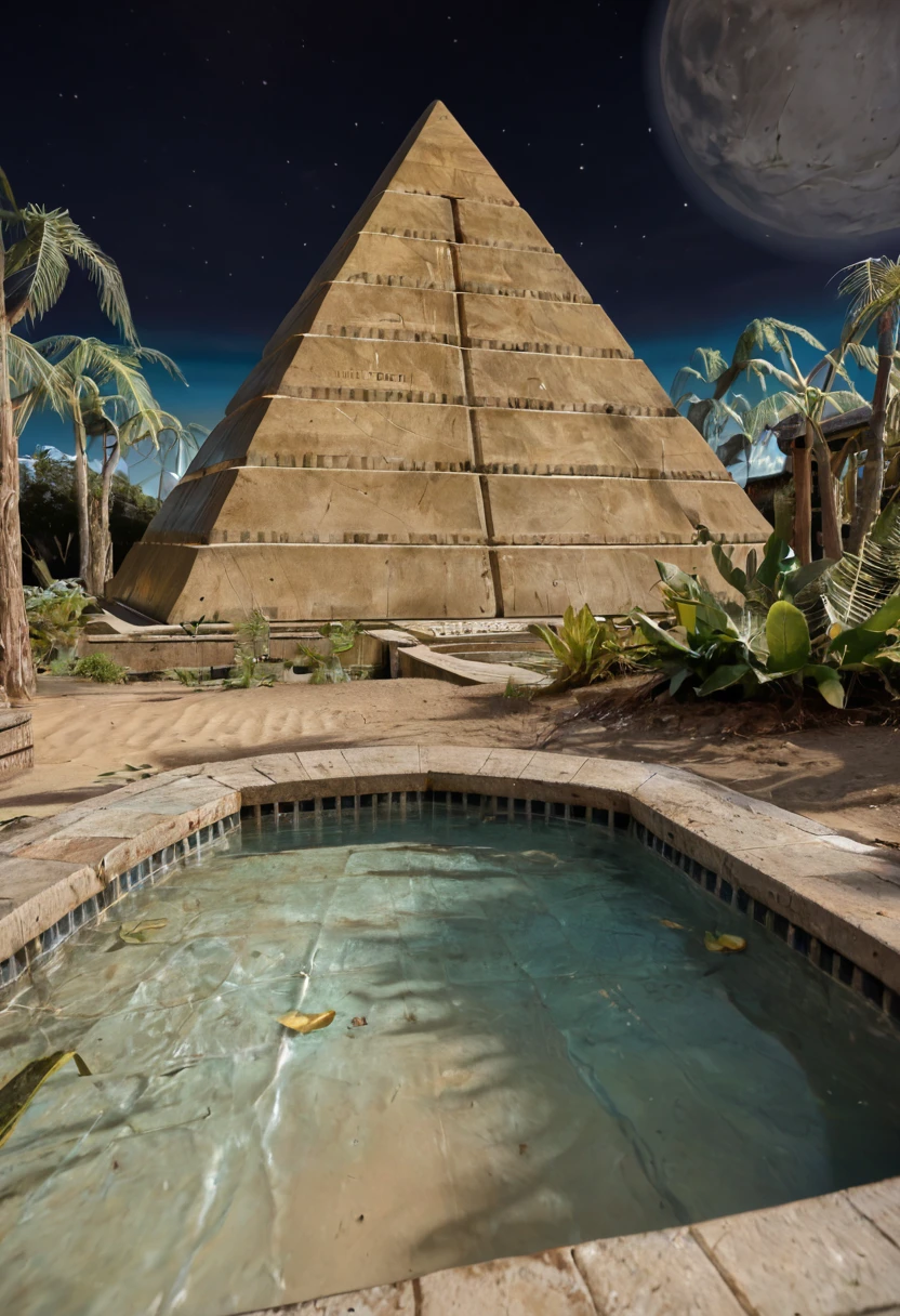 score_9, score_8_up, score_7_up, BREAK, RAW, photo, 8k, very sharp, very detailed, realistic, real, hyper realistic, Photorealistic, real photo, no people, no humans
distant structures, sky, stars, moon, tiles, tomb, sand, plants, pyramids, pond, trees
 <lora:Unreal Tournament 2004 - Facing Worlds - Sun Blade_epoch_12:0.7> facing3worlds,