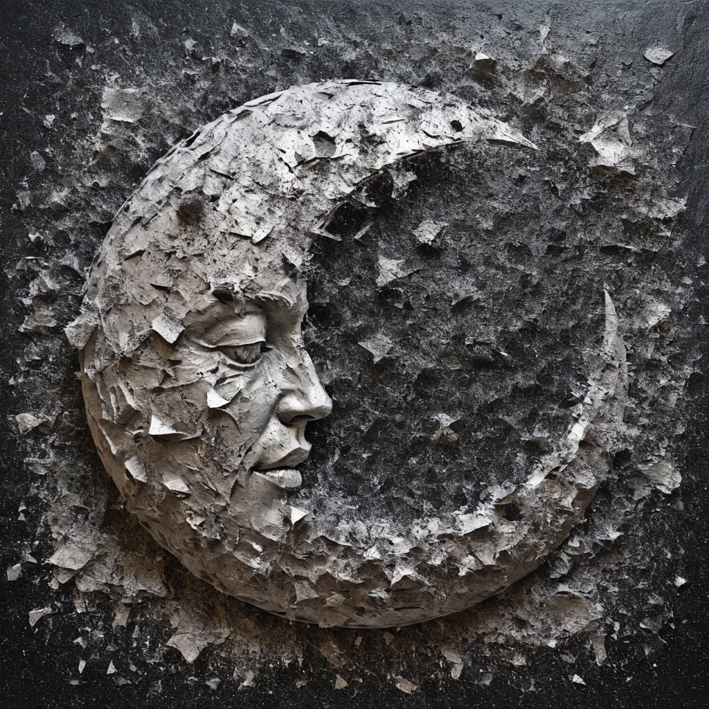 a sleeping moon,shattered disintegration particles