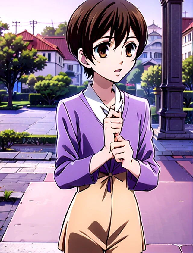 Haruhi Fujioka, solo, standing, outside, 1girl           <lora:Haruhi-Fujioka:1>