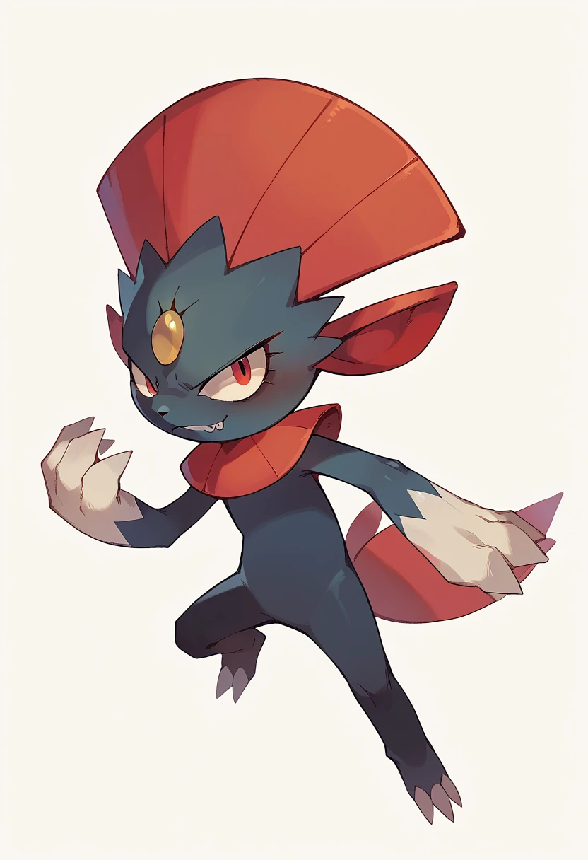 score_9, score_8_up, score_7_up, score_6_up, source_furry, solo, dof, full-length portrait, white background,  <lora:POKEMON_WEAVILE:1> weavile, pokemon (creature)