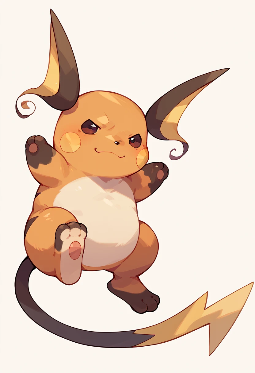 score_9, score_8_up, score_7_up, score_6_up, source_furry, solo, dof, full-length portrait, white background,  <lora:POKEMON_RAICHU_r1:1> raichu, pokemon (creature)