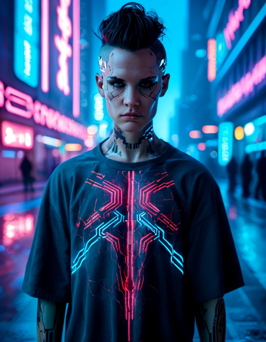score_9, score_8_up, score_7_up, midjourneylora, midjourneylora,Cyberpunk 2077, Neon lights, high-tech cityscape, cybernetic enhancements, dystopian future, intricate details, dark and gritty