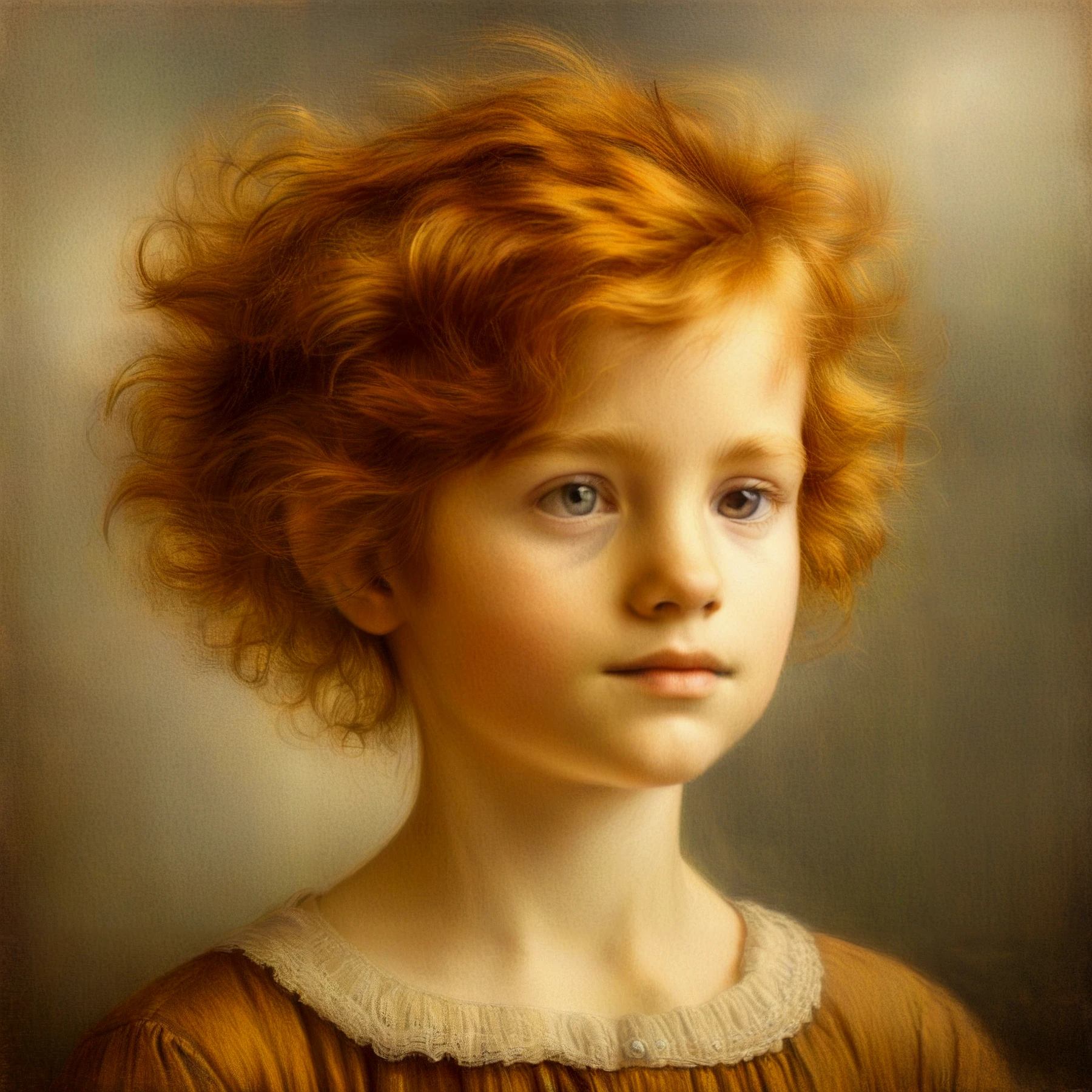 Highly detailed. Realistic. Oil painting. Rembrandt style.

A cute young girl with titian hair.

Atmospheric, moody, rustic. Misty.

<lora:TitianRed01_CE_SDXL:0.4> tnrdCE
<lora:Kartoongo01_CE_SDXL:0.6> krtngoCE