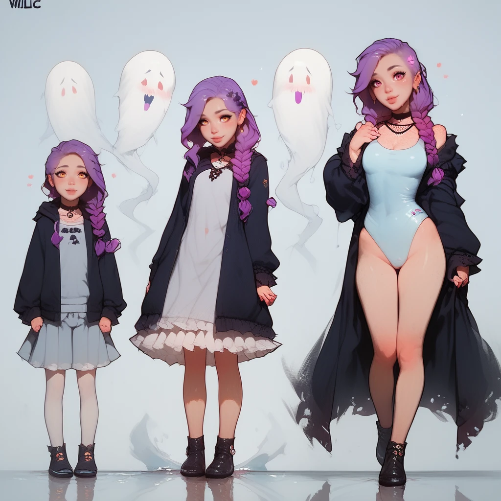 (score_9,score_8_up, score_7_up), 3 ghosts , side braid  hairstyle, electric purple hair, ,  rating_questionable, (wearing swim suit, clothed, sfw:1.3),
(in a secret abyss, water),day,  perfect light, under water, fish, ocean, perfect lighting, (glowing ghost, surrounded by ghost with penis:1.3), (background always amazing, background with a lot of details),  
 <lora:Sex_with_the_ghost:1>, s4iks_w_de_gh0st_lascalae, ghost, (ghost always ultra visible, ghost are growing, age difference ghosts:1.2), 
 <lora:Age_difference_Lascalae_r1:1>, 4ge_pr0gress1on_lascalae, age difference, triptych, 3 ghosts, multiple view, clothed, sfw,