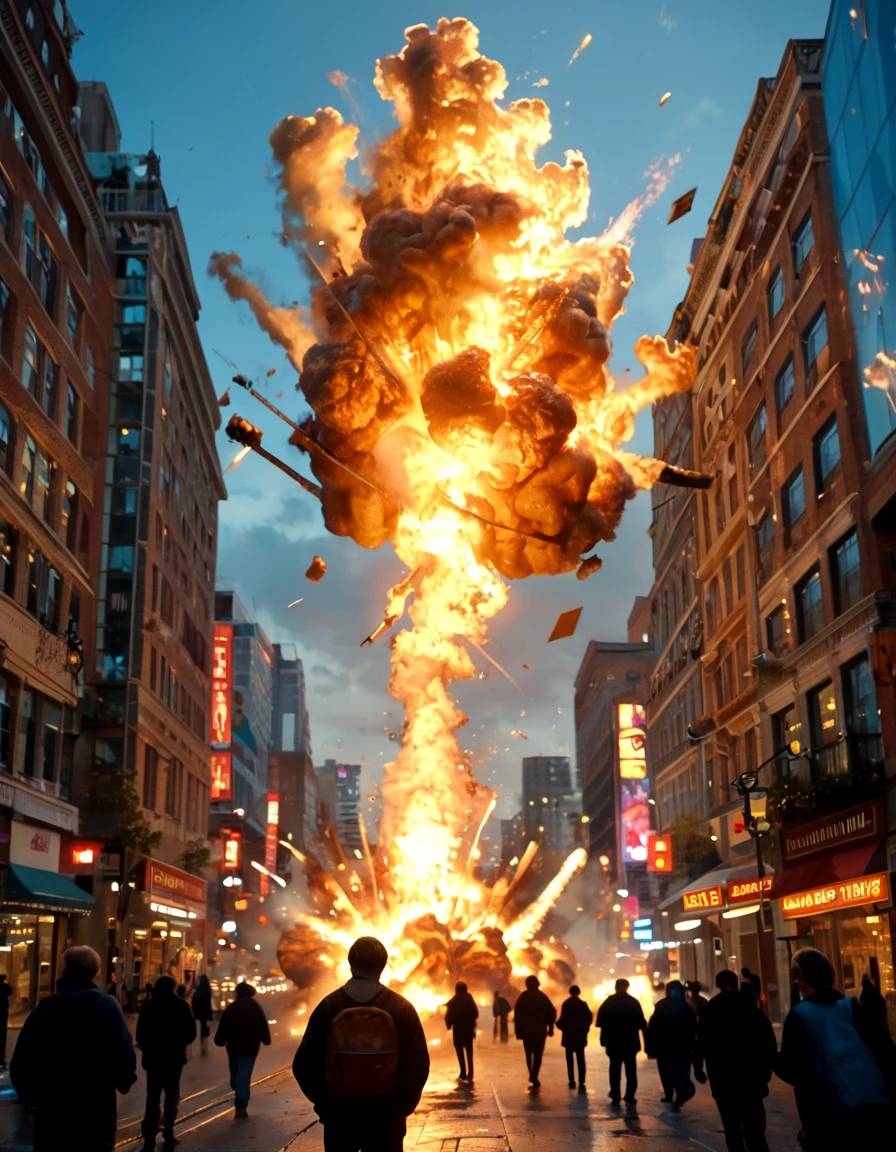 score_9, score_8_up, score_7_up, midjourneylora, 1man, actionshot, explosion, city