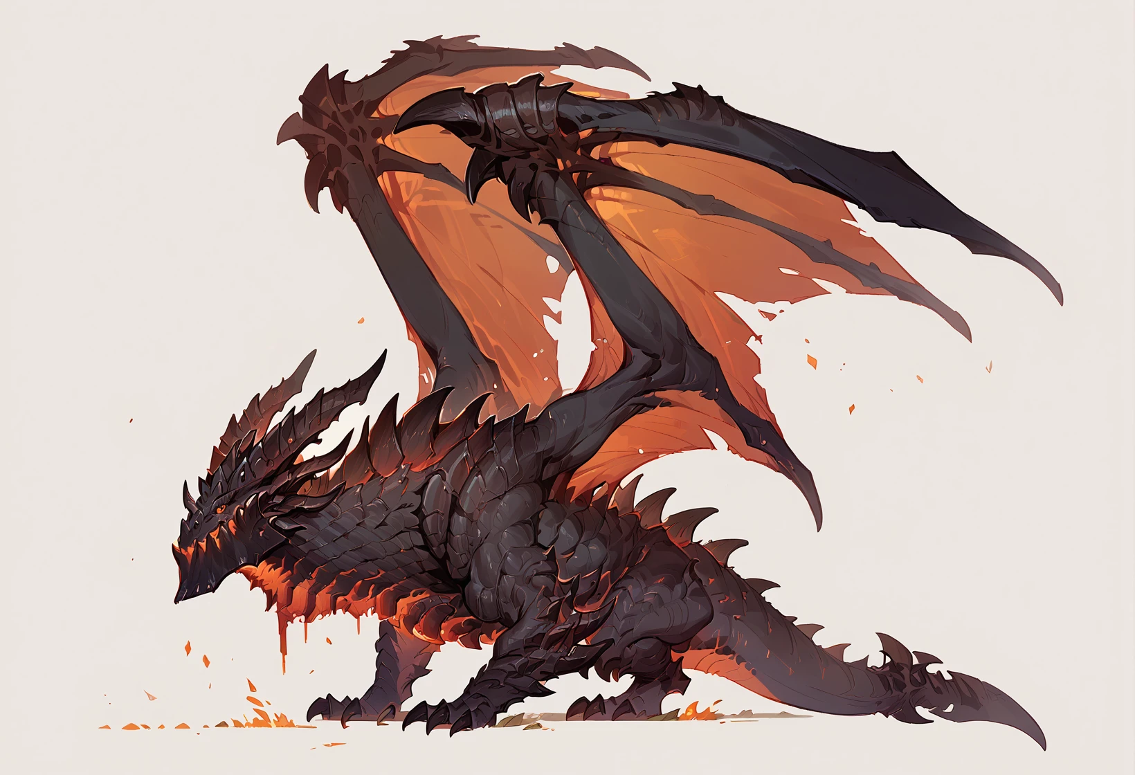 score_9, score_8_up, score_7_up, score_6_up, source_furry, solo, dof,  full-length portrait, white background,  <lora:CHARACTER_DEATHWING:1> dragon, deathwing, wings, black body