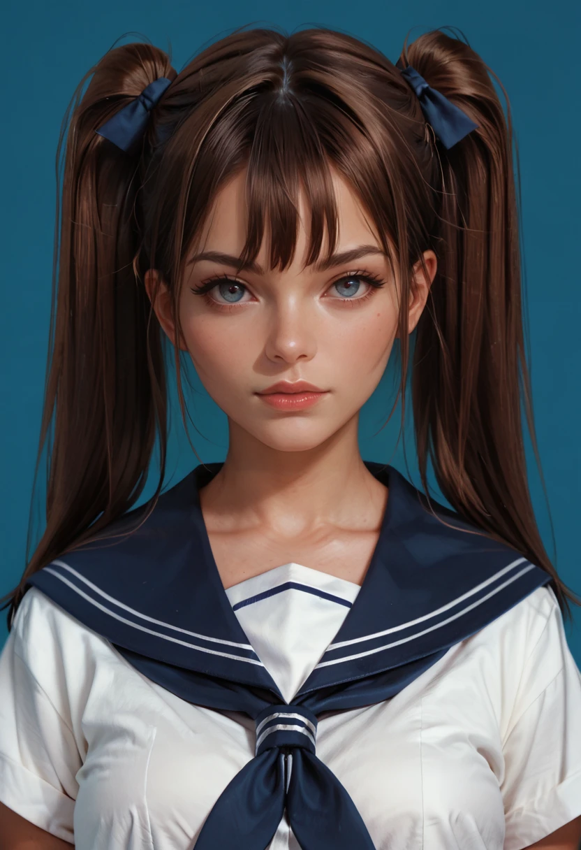 score_9, score_8_up, score_7_up, score_6_up, id photo, 1girl, arrogant, upper body, brown hair, twintails, serafuku, caucasian, looking at viewer, <lora:ID_Photo:1>