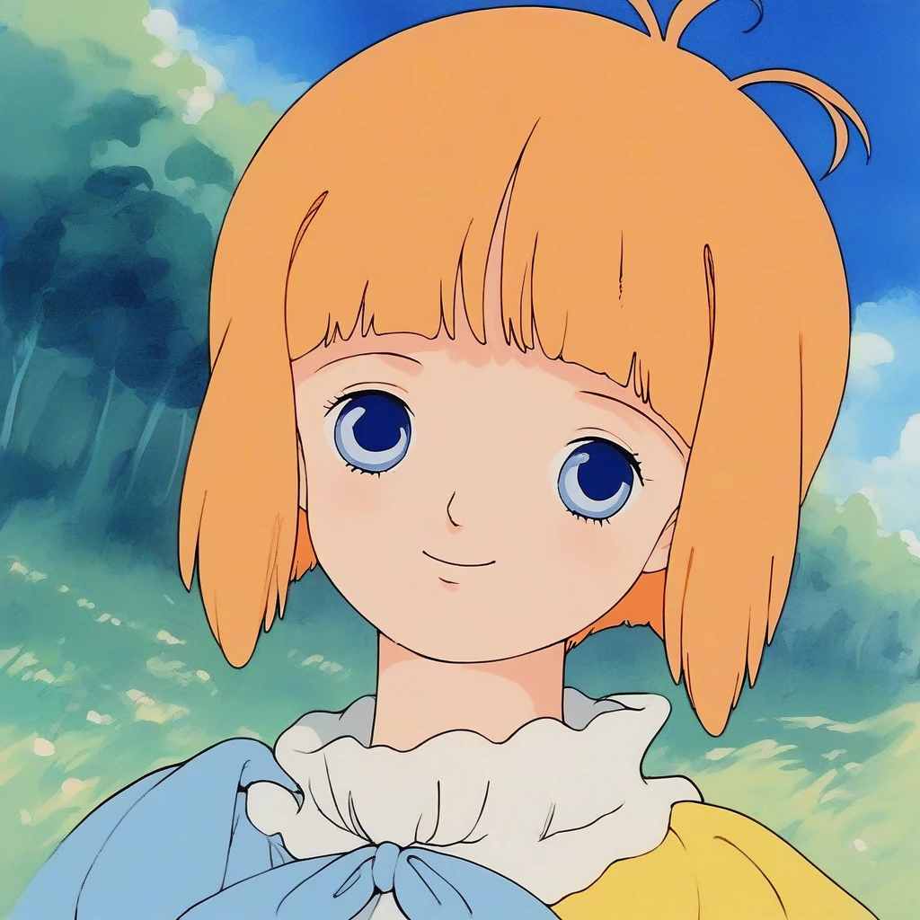 score_9, score_8_up, score_7_up, source_anime, rating_explicit, BREAK  <lora:Mariel_Legrand_XL:1> Mariel,  short hair, blue eyes, light orange hair, bangs, blunt bangs,
face close-up, smile,
blue sky,ãgrasslandã