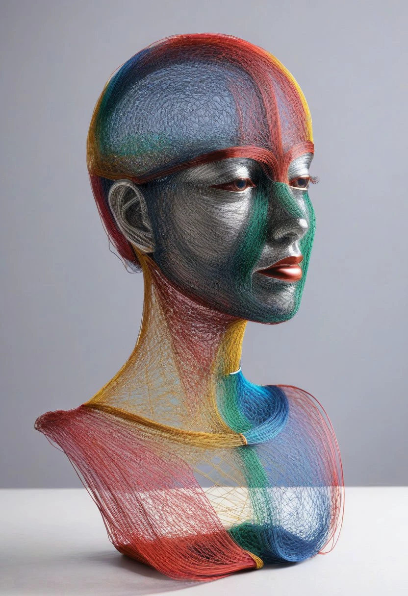 ((woman made of colored wire)), good posture