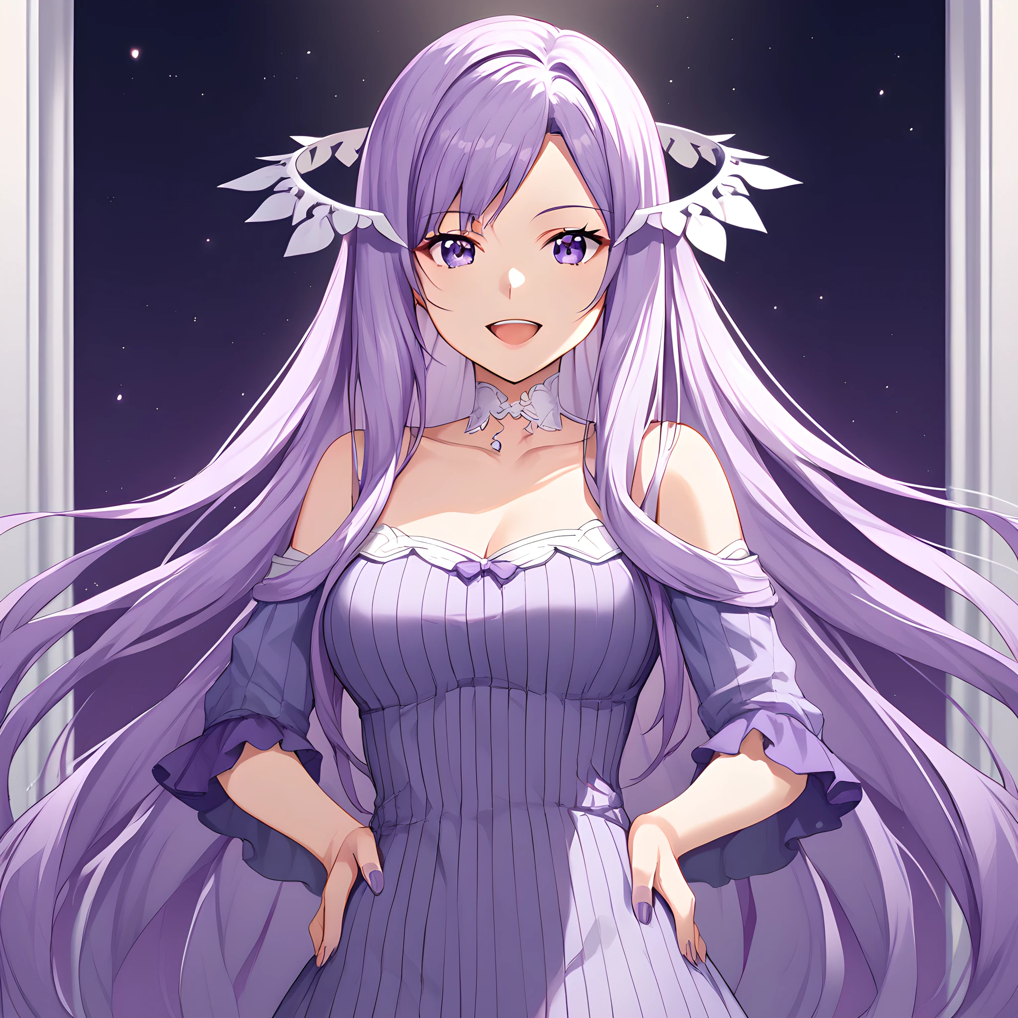 score_9, score_8_up, score_7_up, score_6_up, source_anime, quinella, 1girl, solo, long hair, very long hair, purple hair, purple eyes, smile, dress, looking at viewer, purple dress, upper body, choker, hands on waist, open mouth, purple nails, medium breasts, cowboy shot <lora:Pony-XL-Quinella:1>