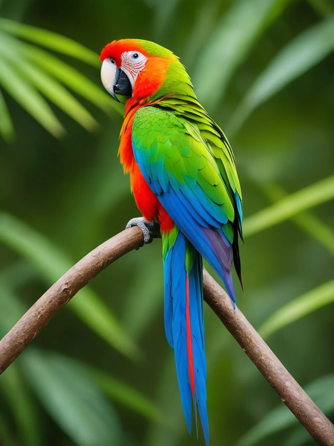 niaoxiansheng, no humans, animal focus, bird, nature, solo, plant, parrot, feathers, tree, forest, animal, branch, outdoors, beak, full body