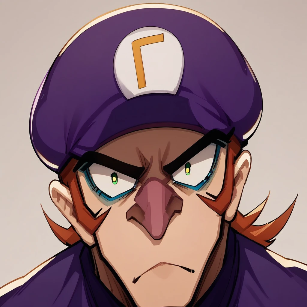 Waluigi hat, from above, hat only, headwear only, purple headwear, headwear, object only, hat,