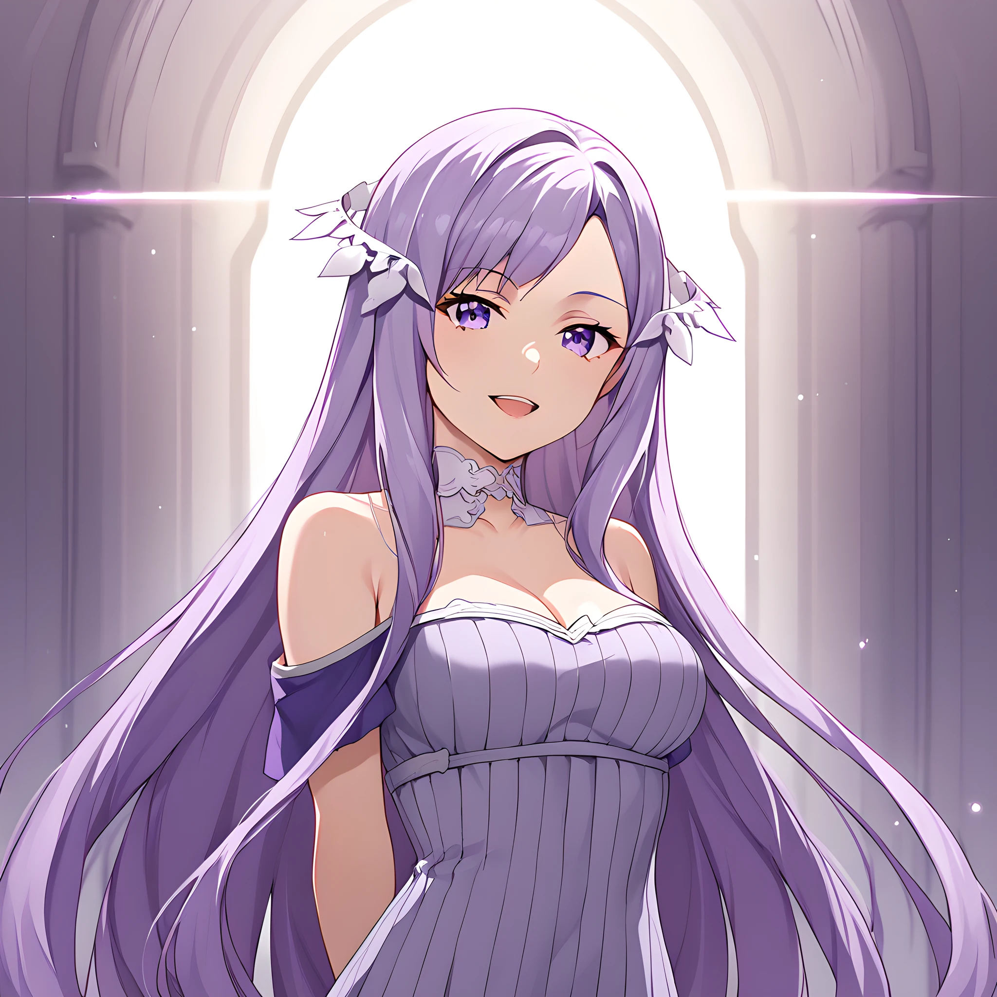 score_9, score_8_up, score_7_up, score_6_up, source_anime, quinella, 1girl, solo, long hair, very long hair, purple hair, purple eyes, seductive smile, dress, looking at viewer, purple dress, upper body, choker, hands behind back open mouth, purple nails, medium breasts, cowboy shot <lora:Pony-XL-Quinella:1>