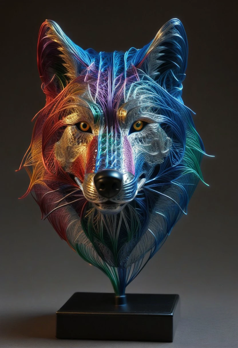 ((wolf made of colored wire)), good posture