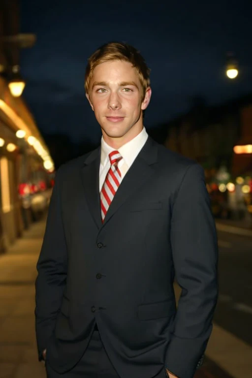 upper body, High resolution photo handsome guy, highly detailed, wearing business suit,, (look at viewer) bokeh background, night time, sunburnt , <lora:stevesandvoss:0.9> stevesandvoss freckled skin, detailed skin texture, blonde hair, detailed eyes,, (masterpiece,best quality:1.5)