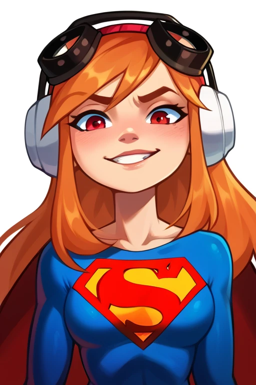 2D, score_9, score_8_up, score_7_up, BREAK, 1girl, meggy, Orange Hair, Red Eyes, red beanie, headphones, goggles, supergirl outfit<lora:EMS-441712-EMS:0.800000>