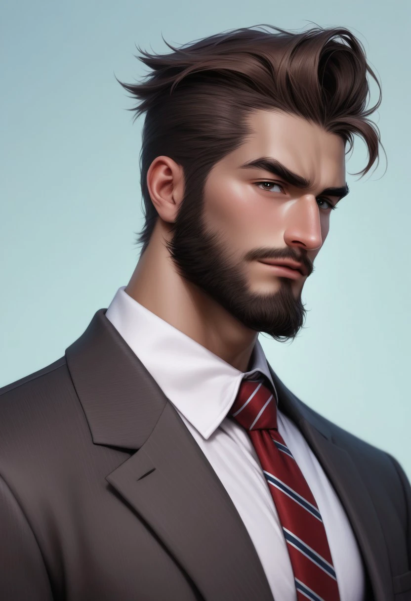 <lora:FoxAI_ADAM:1> 1boy, beard, facial hair, male focus, necktie, realistic, shirt, solo, penis