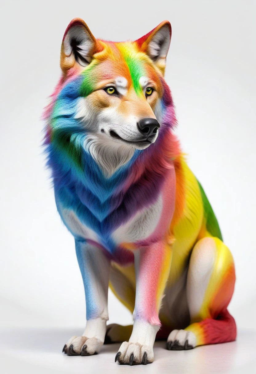 ((wolf made of rainbow)), good posture