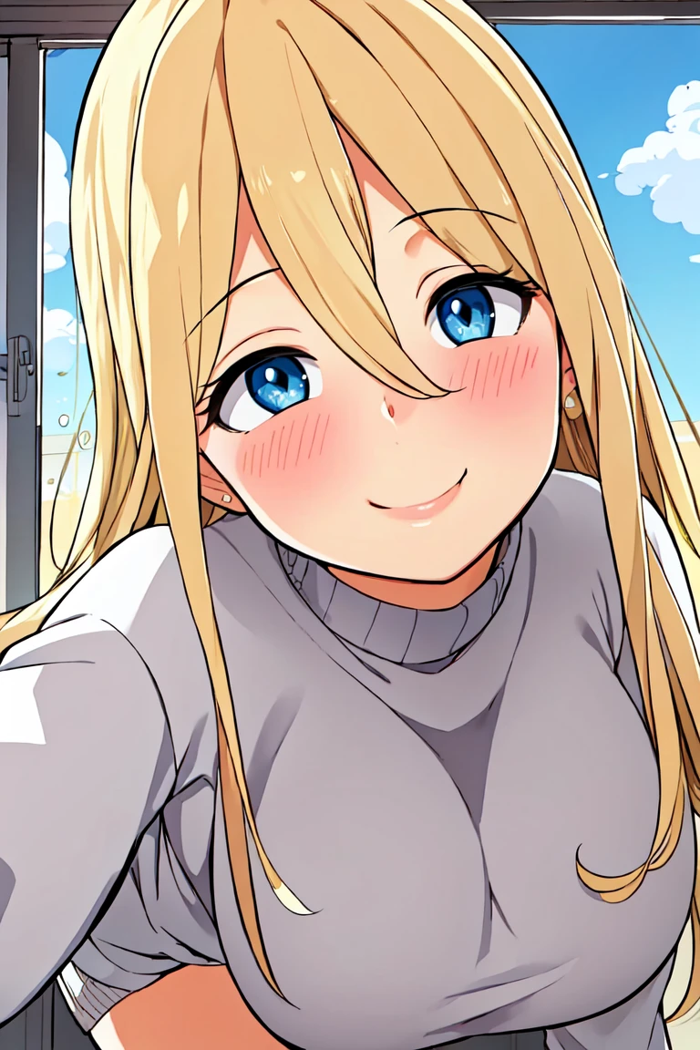 masterpiece,best quality,1girl, blonde hair, blue eyes, blush, hair between eyes,sweater, long hair, looking at viewer, smile, solo,norahiguma
<lora:20norahiguma_kaiV1:0.8>