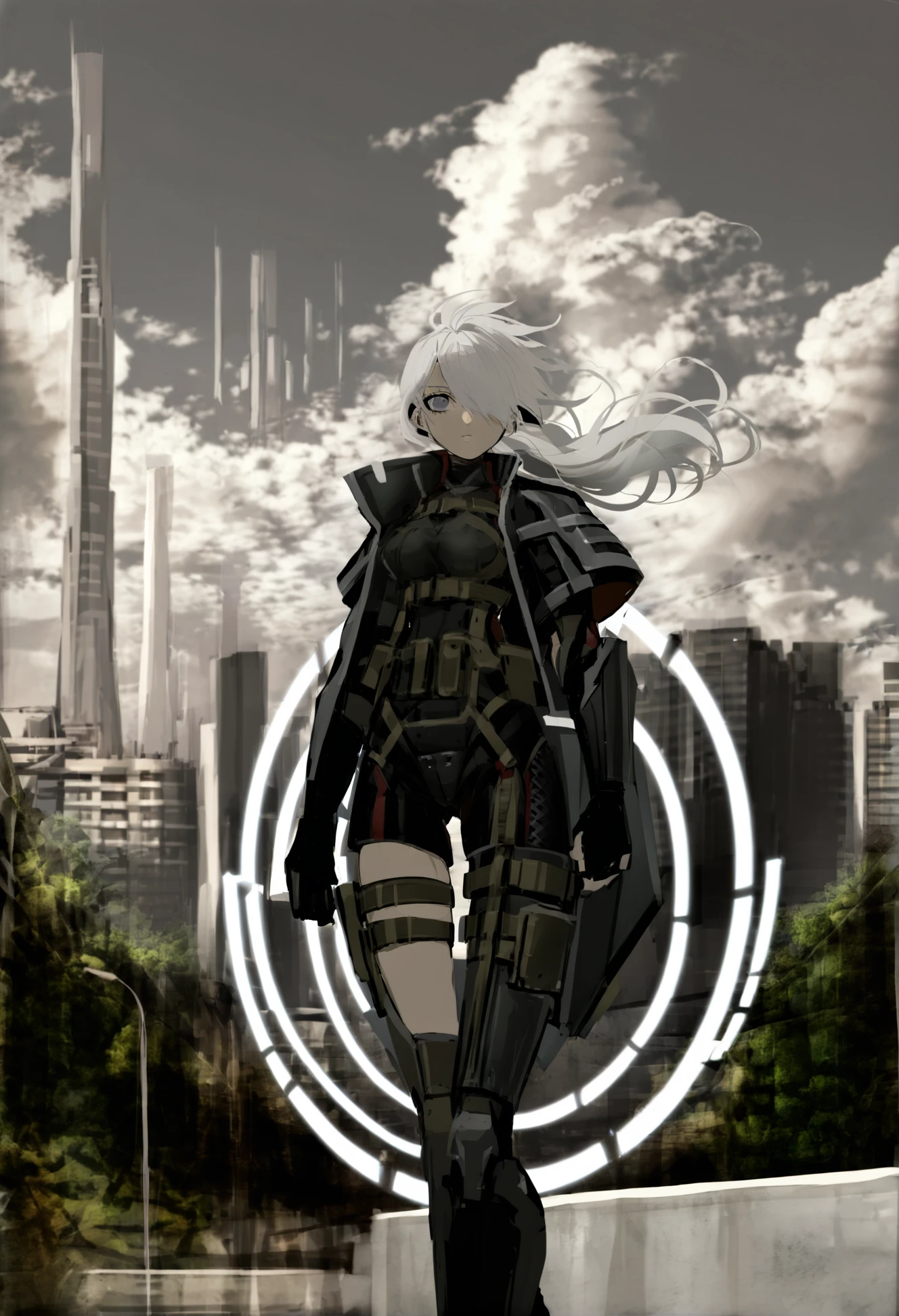 masterpiece, best quality,solo, 1girl, hair over one eye, cloud, long hair, white hair, outdoors, sky, shield, cloudy sky, standing, looking at viewer, building  
<lora:NARUEXLlokr4f-000179:0.95>