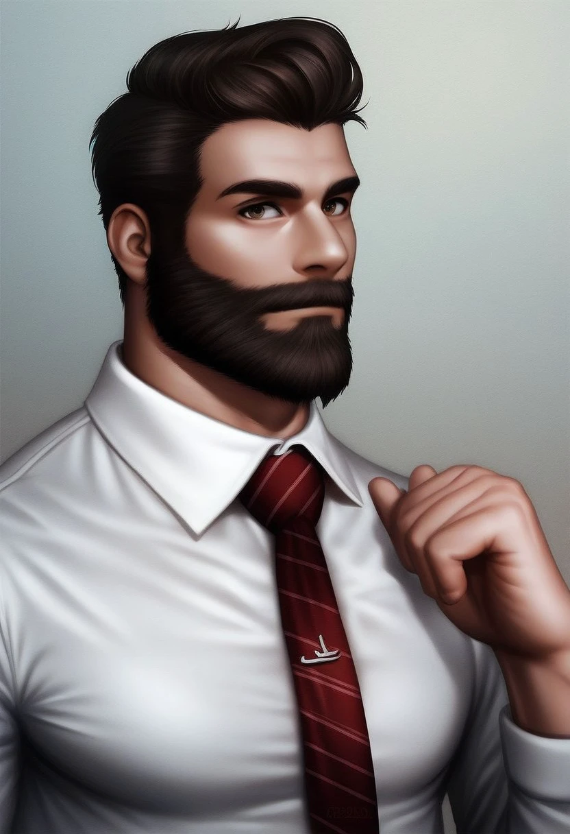 <lora:FoxAI_ADAM:1> 1boy, beard, facial hair, male focus, necktie, realistic, shirt, solo