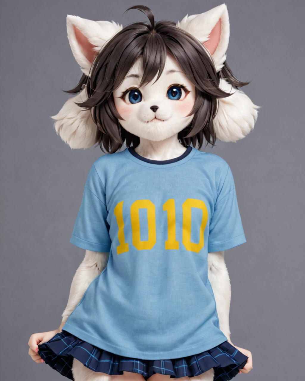 score_9, score_8_up, score_7_up, score_6_up, t3mmie, t3mmie_shirt, hair, saying "hoi",   cute, <lora:Temmie:1>