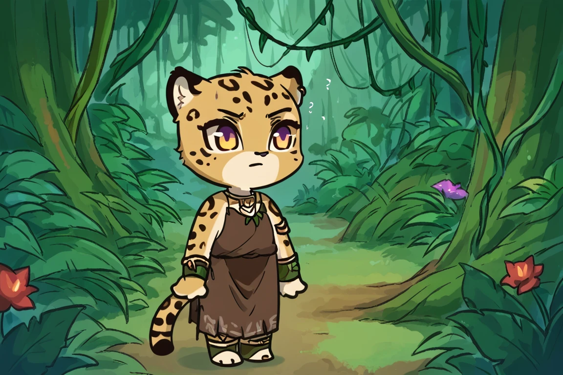 score_9, score_8_up, score_7_up, BREAK, scenery, jungle, vines, rain, chibi, anthro jaguar, 1girl, solo, brown dress<lora:EMS-442203-EMS:1.000000>