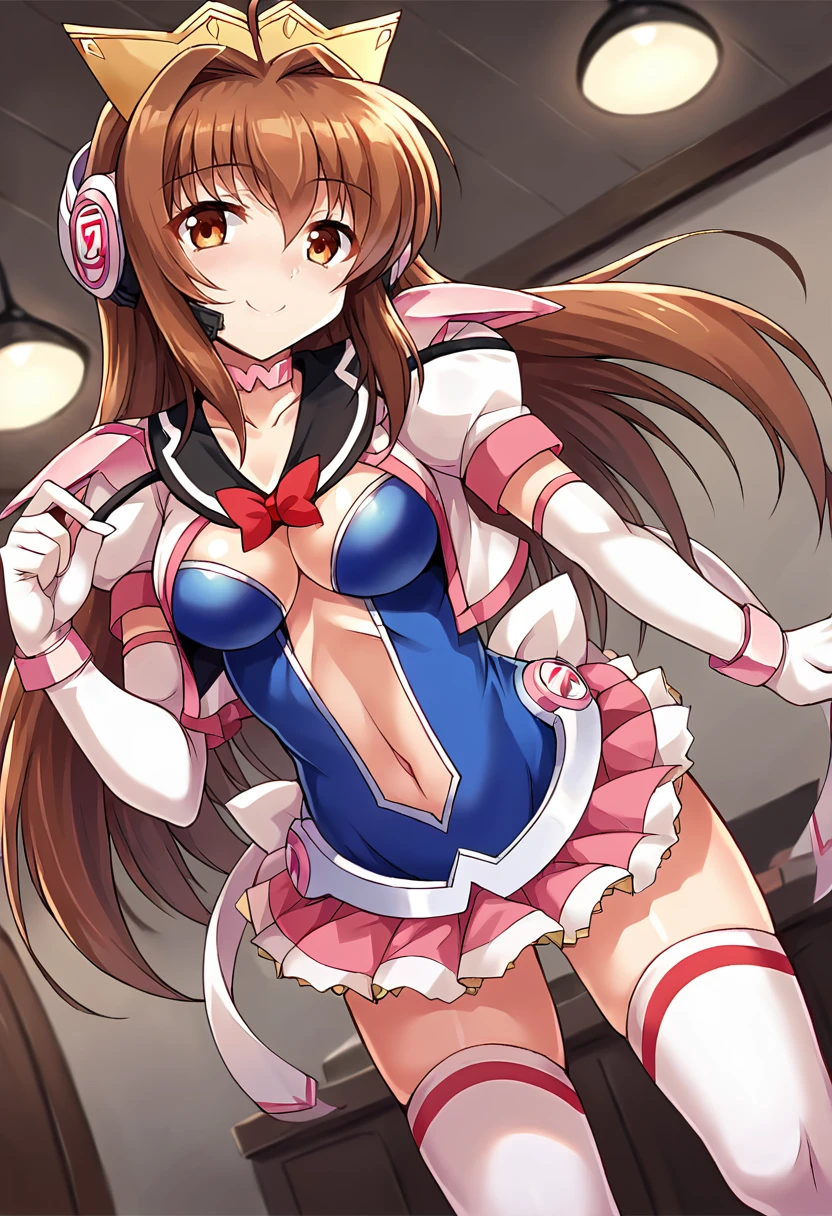 NSFW,(One girl:1.5),Arfan、Long Hair、Twin tails、Hair Ribbon、Small breasts、Exposed shoulders、Pink leotard、No sleeve、Pink knee socks,(Perfect hands),(Perfect Anatomy),(masterpiece),(highest quality),Embarrassed,blush