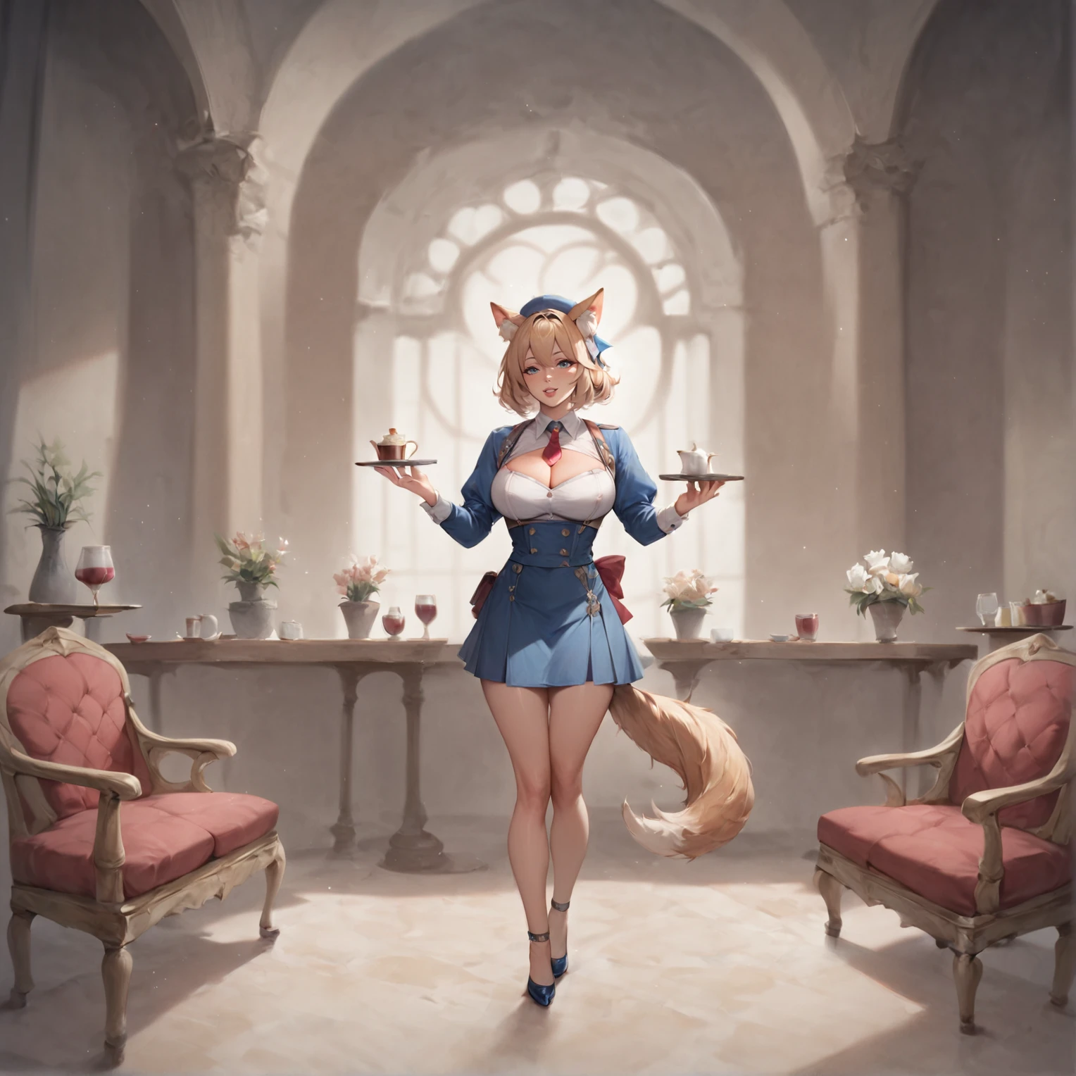 1girl, restaurant, waitress, tail, animal ears, beastfolk, <lora:Beastfolk_Pony_XL:1>, BREAK score_9, score_8_up, score_7_up, best quality, masterpiece, 4k, prefect lighting, very aesthetic, anime, zPDXL2, high quality, highres, masterpiece, best quality, 8k, intricate, detailed, <lora:add_details_xl:0.6>, <lora:sinfully_stylish_SDKL:0.5>, <lora:nudify_xl_lite:0.5>, <lora:epiCRealismHelper:0.5>, <lora:NsfwPovAllInOneLoraSdxl:0.5>, <lora:JuggerCineXL2:0.5>