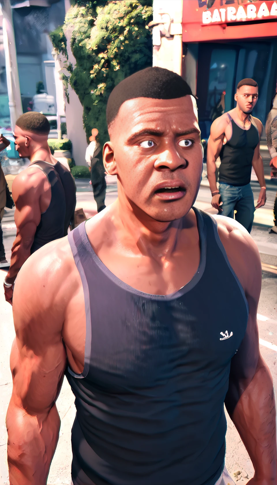 score_9, anxious gtafranklin man wearing tank top, PonyXLV6_Scores  <lora:gtafranklin_PDXL_v1-000005:1>