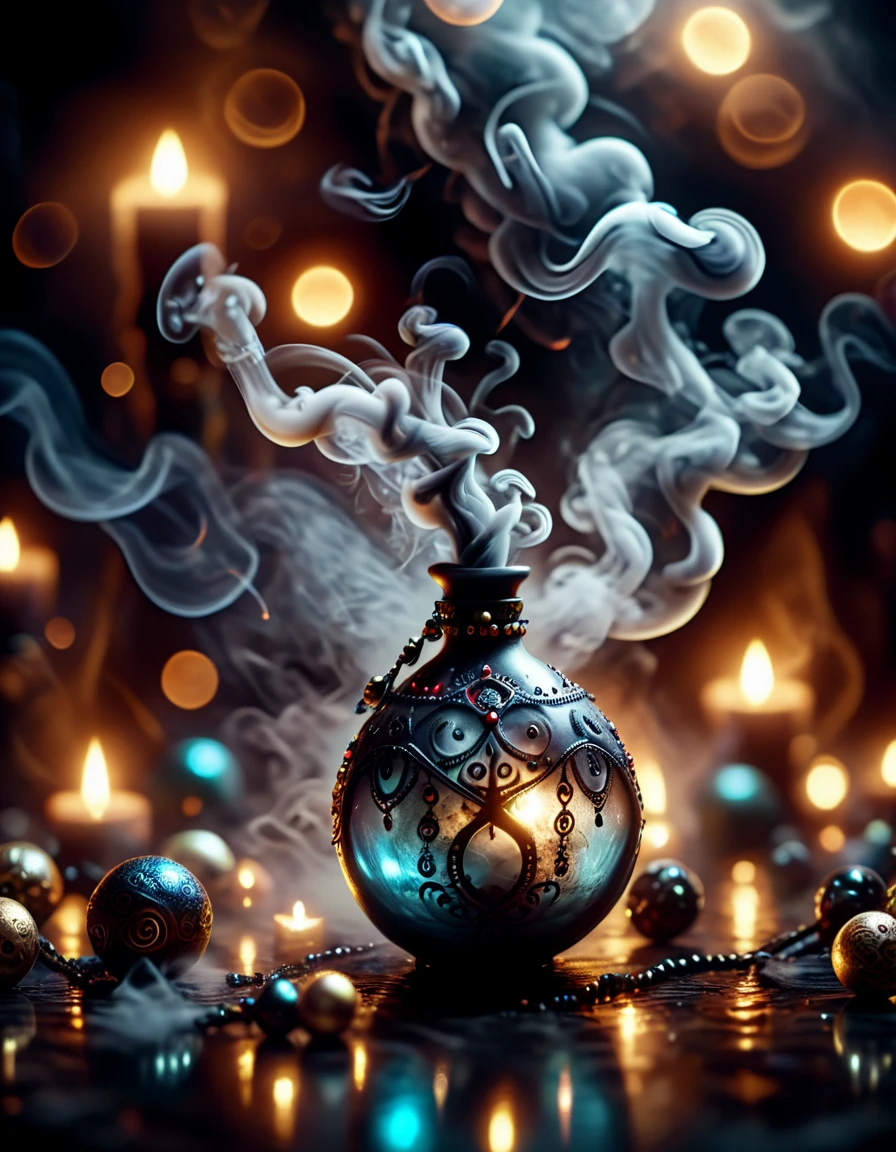 ral-vudu, Smoky Conditions, Bokeh, Fantasy, surreal design, <lora:ral-vudu-sdxl-000006:1>, highly decorated, best, flowing, winning, quality, luxury, cinematic light, magical composition