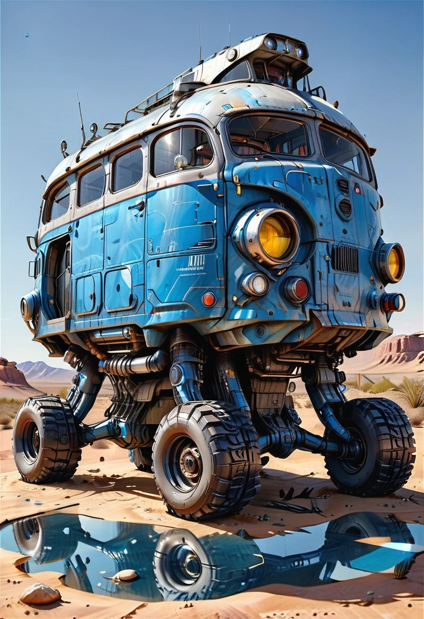 no humans, vehicle focus, shadow, radio antenna, science fiction, huge wheels, wheeled vehicle, desert, gray and blue paint, blue paint, car
(ultra sharp focus:2), (detailed windows:2), (thin lines:2), (reflections:2),
(best quality:1.8),
<lora:Apparatus - Traction City Walkers Vehicles_epoch_11:0.8>