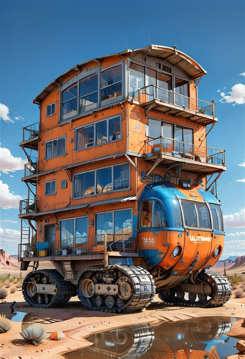 no humans, ground vehicle, sky, outdoors, desert, motor vehicle, cloud, vehicle focus, scenery, building, Tracked Vehicle, Traction City, blue paint, gray paint,
orange paint,
(ultra sharp focus:2), (detailed windows:2), (thin lines:2), (reflections:2),
(best quality:1.8),
<lora:Apparatus - Traction City Walkers Vehicles_epoch_11:0.8>