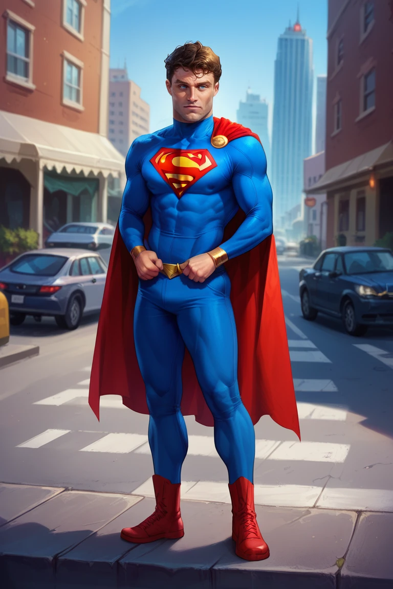 score_9, score_8, score_7,1boy, dressed as Superman, solo male, city,Bobby_Finke<lora:EMS-442357-EMS:1.000000>