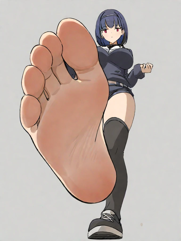 zgts, giantess, microphilia, 1tiny, from below, stepping on viewer <lora:zgts-megamix:0.65> a woman stepping on the viewer, anime