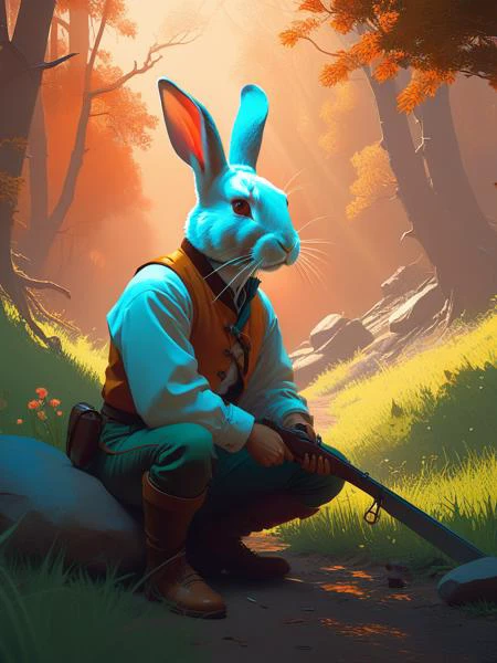 <lora:06NatureArt_Hap_XL:1>, Albert Bierstadt style, a hunter  man decided to cut the rabbit's neck, unreal engine, greg rutkowski, loish, rhads, beeple, makoto shinkai and lois van baarle, ilya kuvshinov, rossdraws, tom bagshaw, alphonse mucha, global illumination, detailed and intricate environment