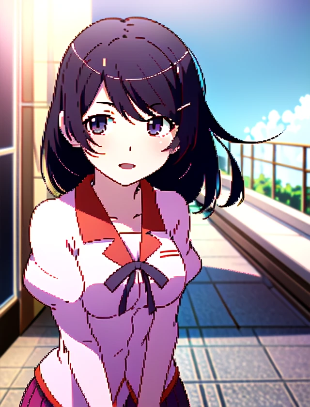 Tsubasa Hanekawa, solo, standing, outside, 1girl          <lora:Tsubasa-Hanekawa:1>