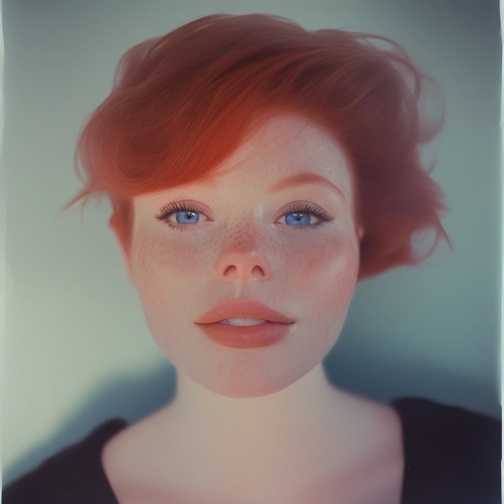 1girl solo freckles portrait realistic blue eyes lips parted lips looking at viewer nose