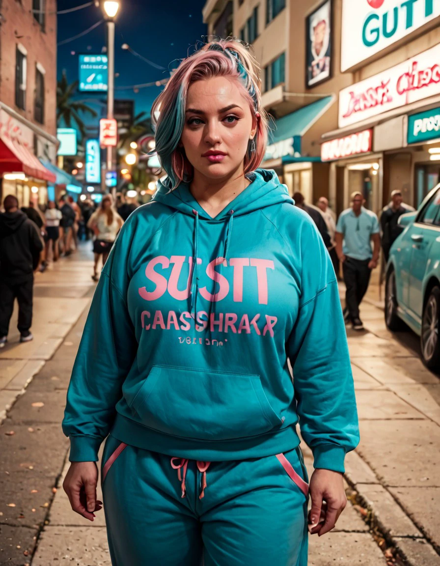 Score_9_up, source_8_up, source_7_up, source_realistic, BREAK
Outside a miami strip club, night, crowded street, 1girl, 27 years old, juliemystique, multicolored hair, hoodie, sweatpants, a group of 4 guys are offering her money,, <lora:2a692b54-841b-4e07-a640-974341ed5923:1.0>, <lora:6b3aa8ee-8463-4a09-8067-5cbf10372446:0.7>