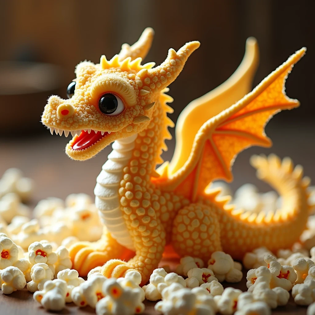 cute little popcorn dragon, popcorn mania