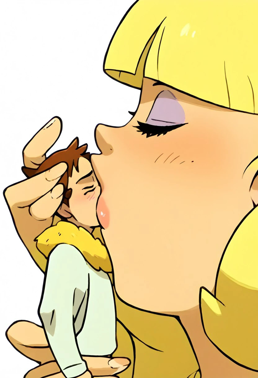 Hijabi arab woman kisses muscular blonde man