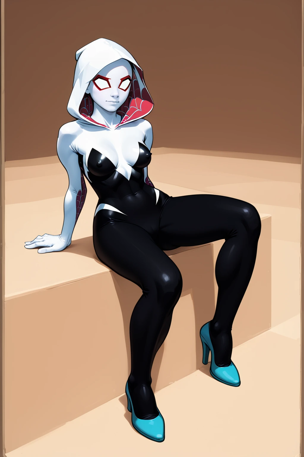 <lora:Spider_Gwen_PDXL_spamb0t:0.8>,Marvel_Spider_Gwen
BREAK blonde hair,hood up
BREAK unzipped bodysuit,covered nipples
BREAK blue highheel boots
BREAK sitting on floor, legs bent, arms behind for support
BREAK seen from above, full shot
BREAK cowboy shot,abstract background,looking at viewer
BREAK high quality,film grain,cinematic lighting,volumetric lighting,modeling shoot
BREAK (hyper detail,insanely detailed,best quality,masterpiece,photorealistic:1.4)