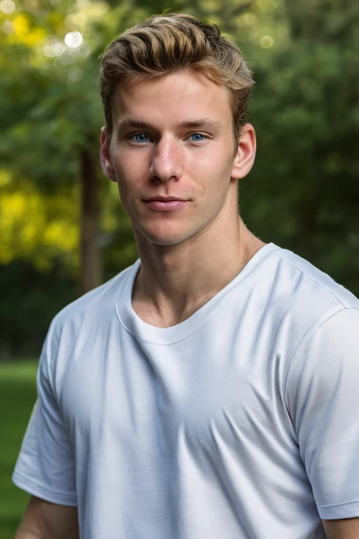 photograph of portrait face, upper body High resolution photo  handsome guy, highly detailed, white t-shirt, (look at viewer) bokeh background, sunlight morning, sunburnt, detailed eyes, <lora:alexcowling:0.8> alexcowling  <lora:add_detail:0.7> (smirking:0.4), (masterpiece,best quality:1.5)