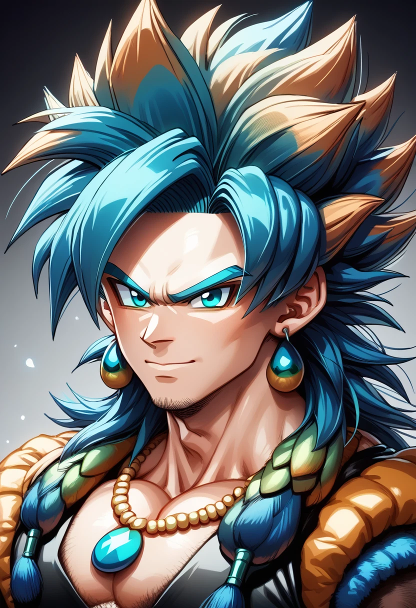 (source_anime:1.2), score_9, score_8_up, score_7_up, 1boy, wearing peacock jewelry, peacock earrings, peacock necklace, <lora:Peacock_World_Morph_XL:1.2>,   <lora:SSJ4_Gogeta_Pony:0.8>, 1boy, male focus, super saiyan, solo, Peacock hair, hair made of peacock feathers, body fur, score_9, score_8_up, score_7_up,