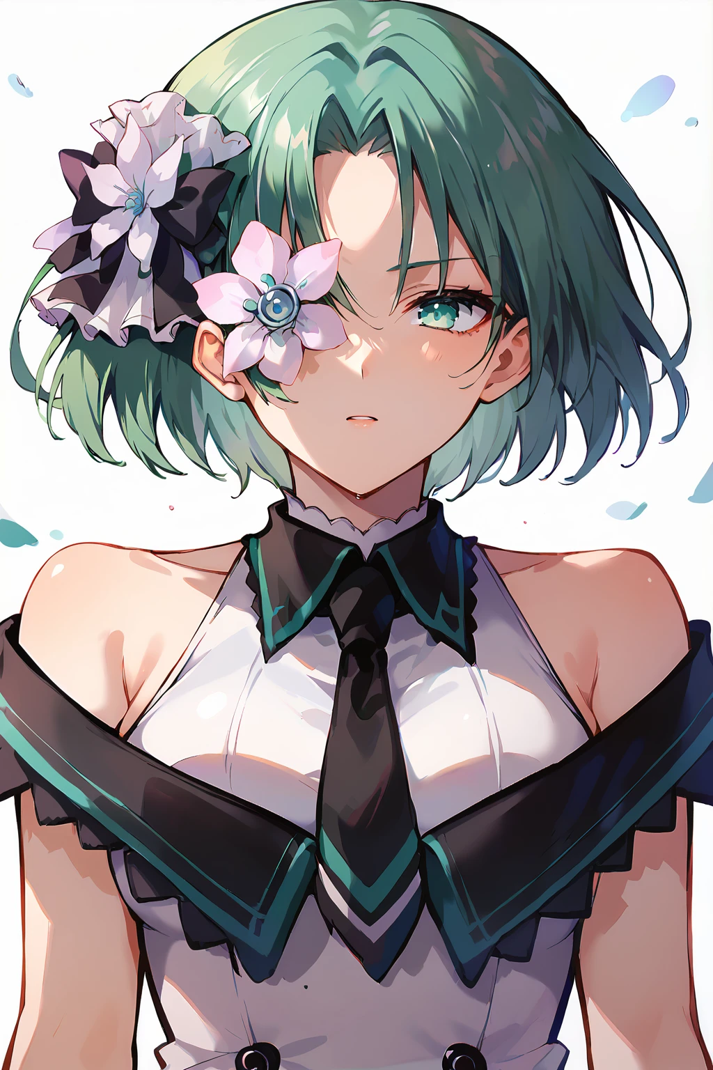 score_9, score_8_up,score_7_up,BREAK,source_anime,
 <lora:saya(arcaea):0.9>,saya(arcaea),1girl, green eyes, green hair, short hair, flower eyepatch,