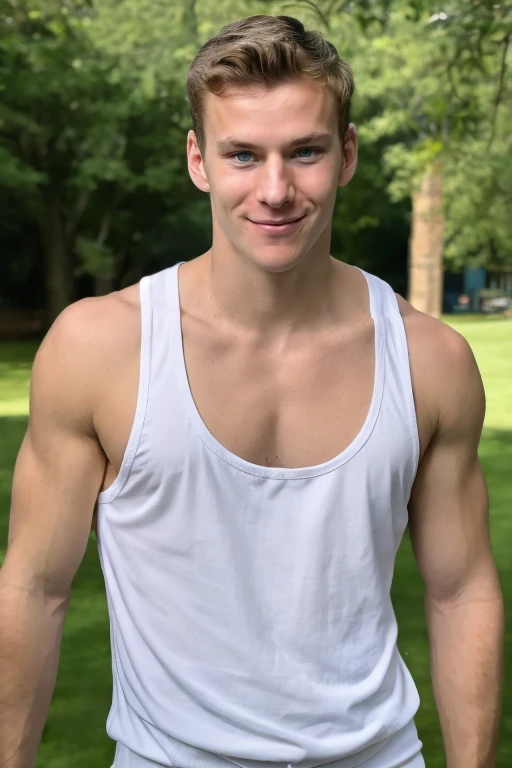 upper body High resolution photo  handsome guy, highly detailed, white tank top, (look at viewer) bokeh background, sunlight morning, sunburnt detailed eyes, <lora:alexcowling:0.8> alexcowling (smirking:0.7), (masterpiece,best quality:1.5)