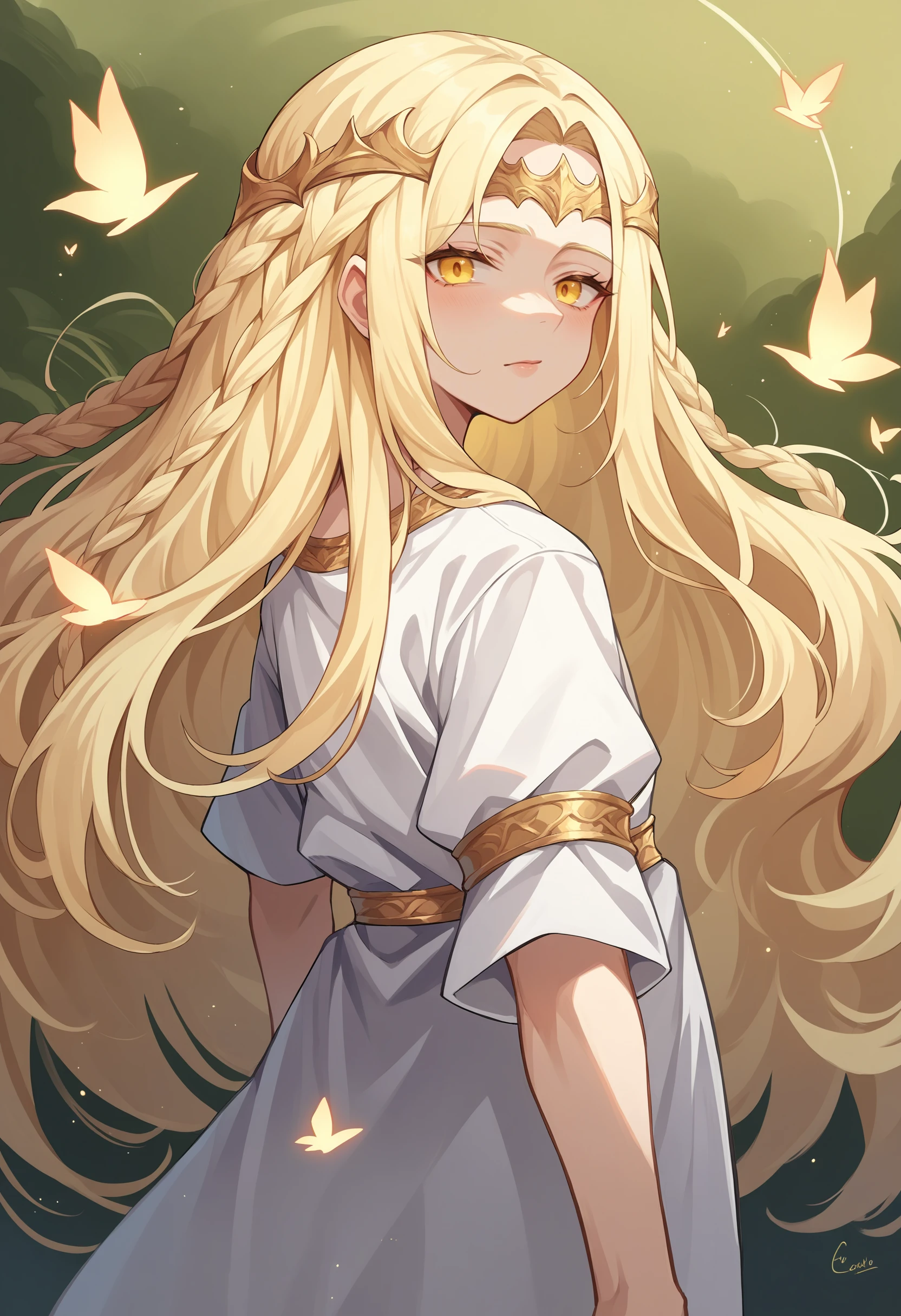 score_9, score_8_up, score_7_up, source_anime, <lora:wrenchEldenRingSoteMiquella:1>, ersotemiquella, blonde hair, 1boy, braid, long hair, yellow eyes, white robe, circlet,